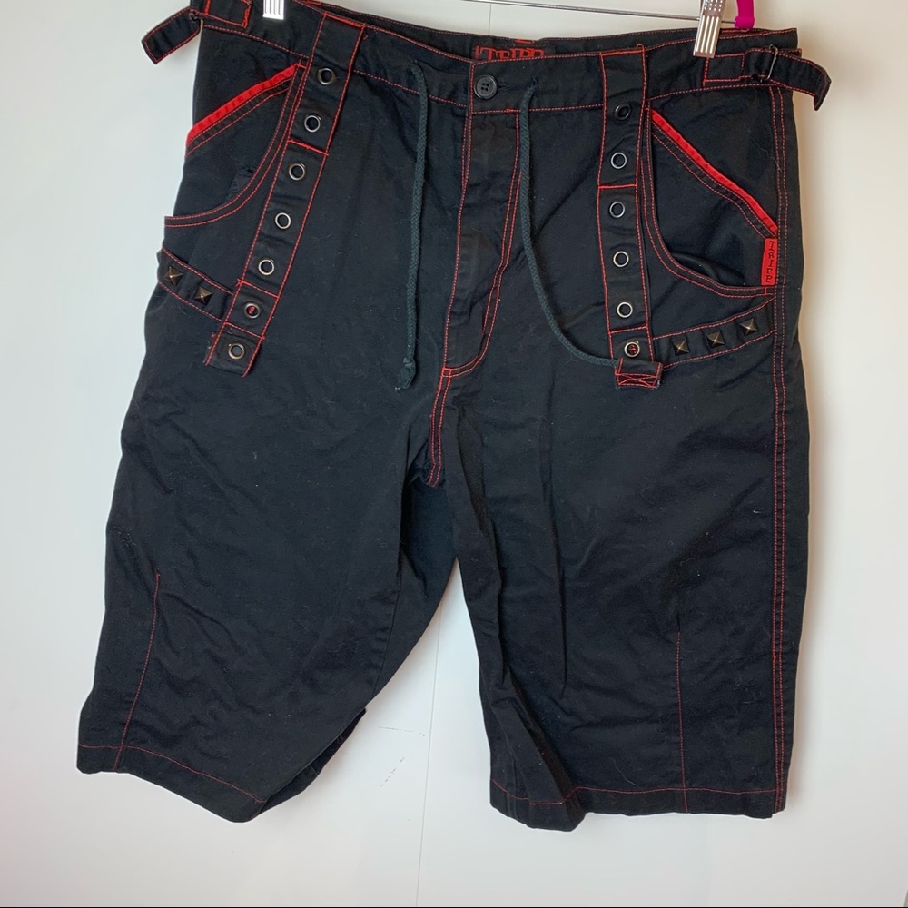 VTG 90s Tripp Red Cargo Rave Punk Shorts